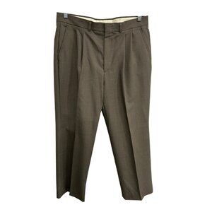 Mens Brown Plaid Dress Pants Pleated Front Classic Fit Sz 34